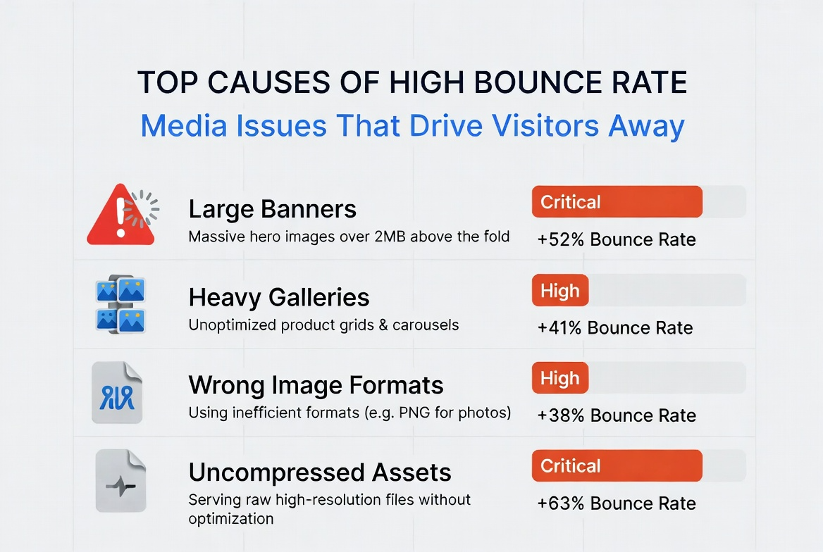 Infographic of high bounce causes from heavy media assets